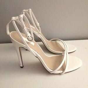 White stiletto heels